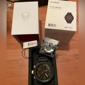RARE! NWT! Nixon 51-30 BLACK/GOLD WATCH $500 luxury heavy 24k big face hip